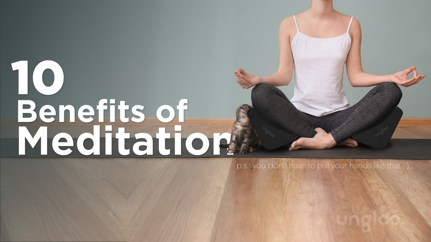 Woman meditating while sitting on the ungloo meditation blocks