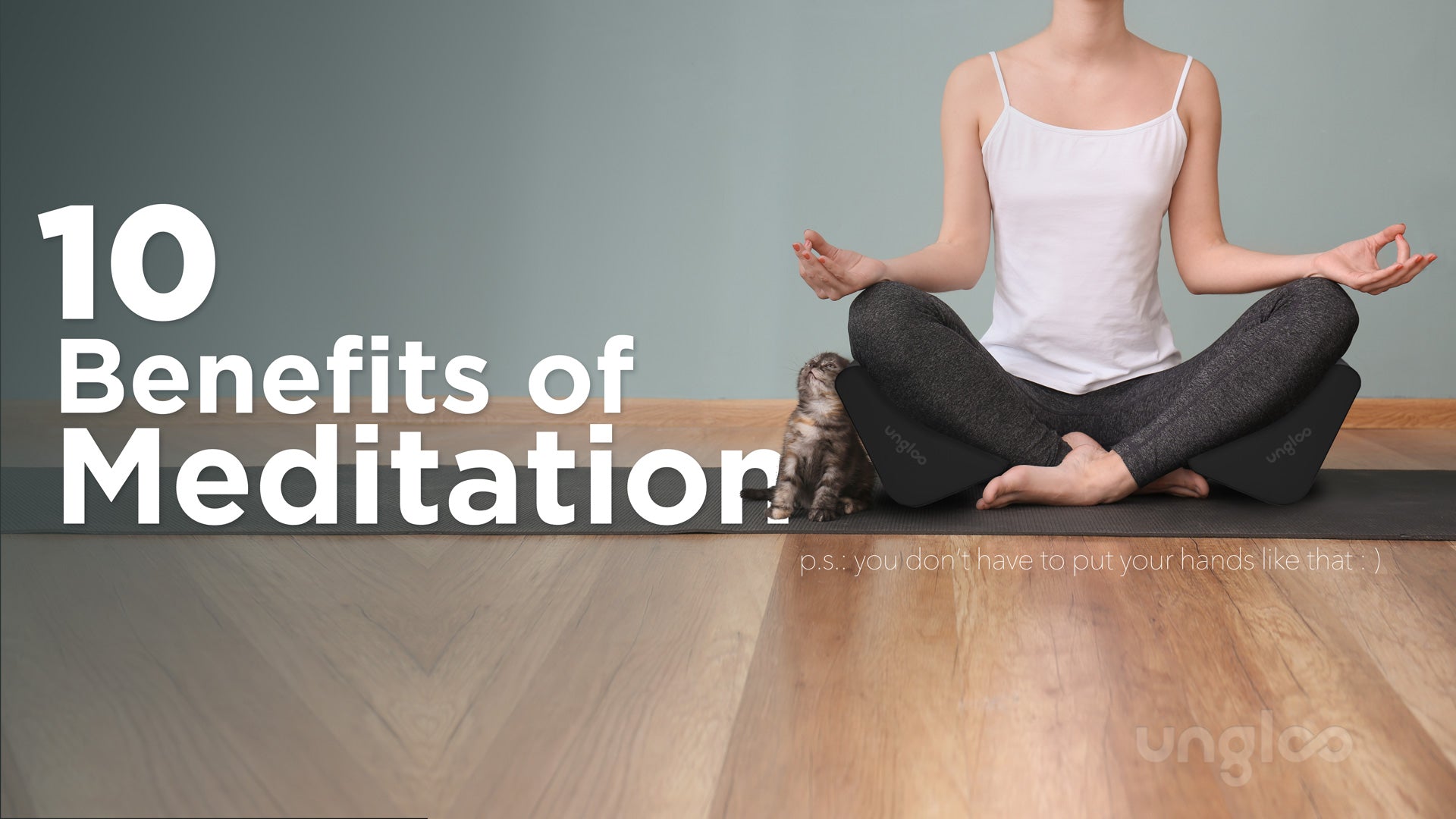 Woman meditating while sitting on the ungloo meditation blocks