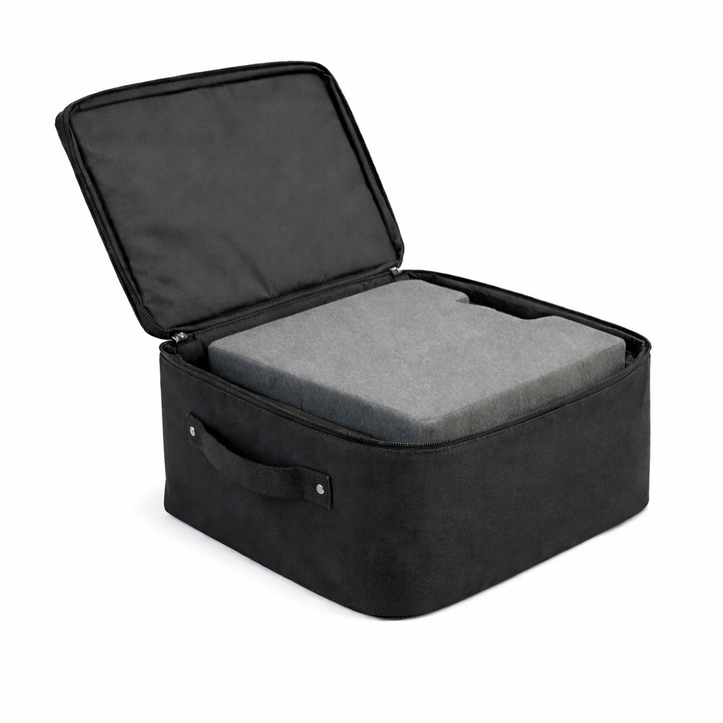 Large box meditation chair travel case by Ungloo Store, showing a durable square carrying bag for easy transport.