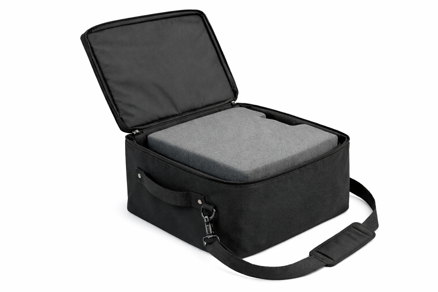 Travel case for large box meditation chair with shoulder strap, designed for easy carrying and protection of the Ungloo Store meditation chair.